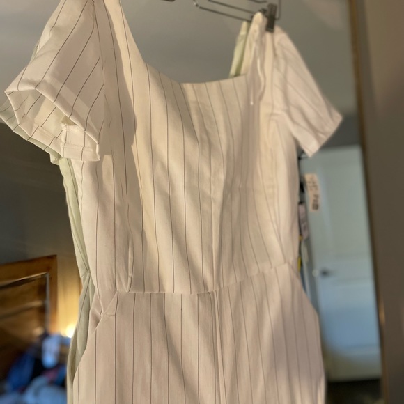 White Pinstripe Jumpsuit - Picture 2 of 4